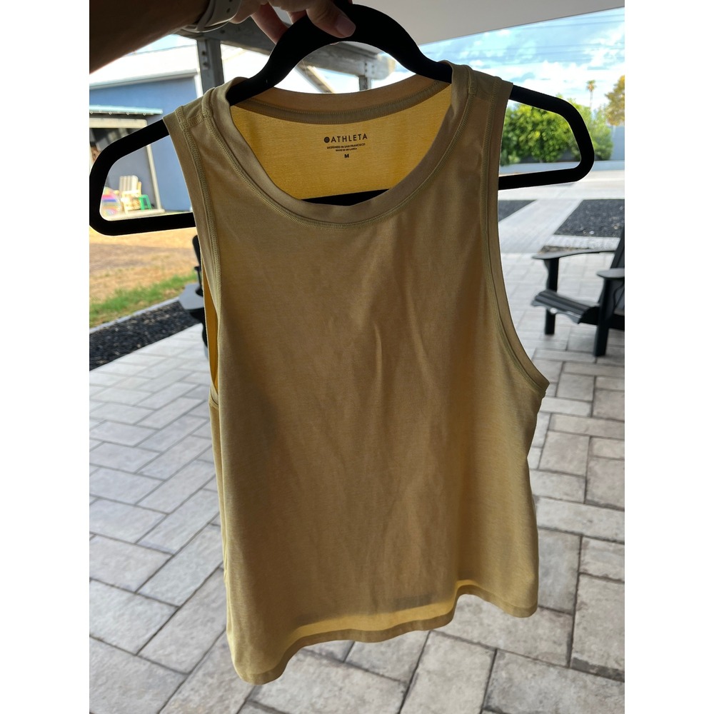 Athleta Yellow Heathered Muscle Tank Top Activewear Gym Yoga Summer Festival M